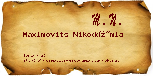 Maximovits Nikodémia névjegykártya
